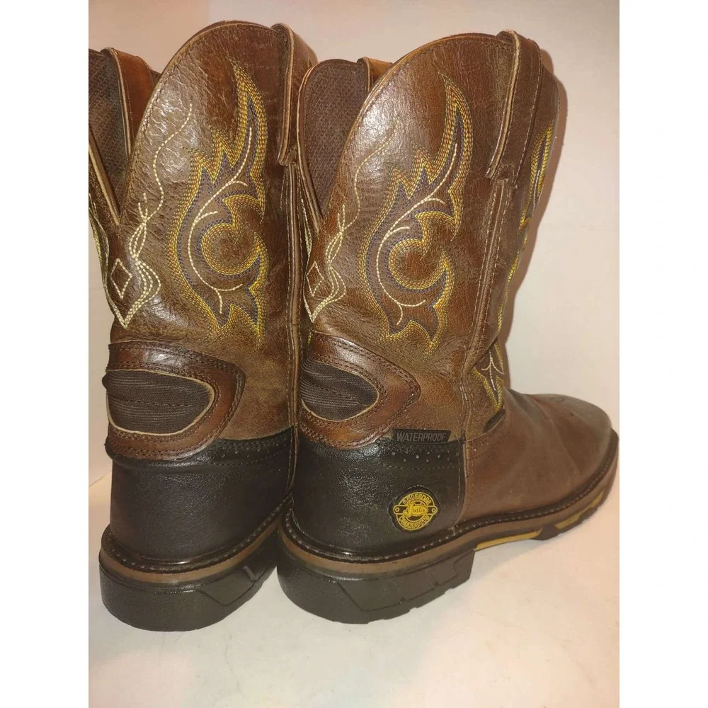 Justin Work Boots Mens Brown Leather Waterproof Composite Toe WK4625 Size 10.5 D